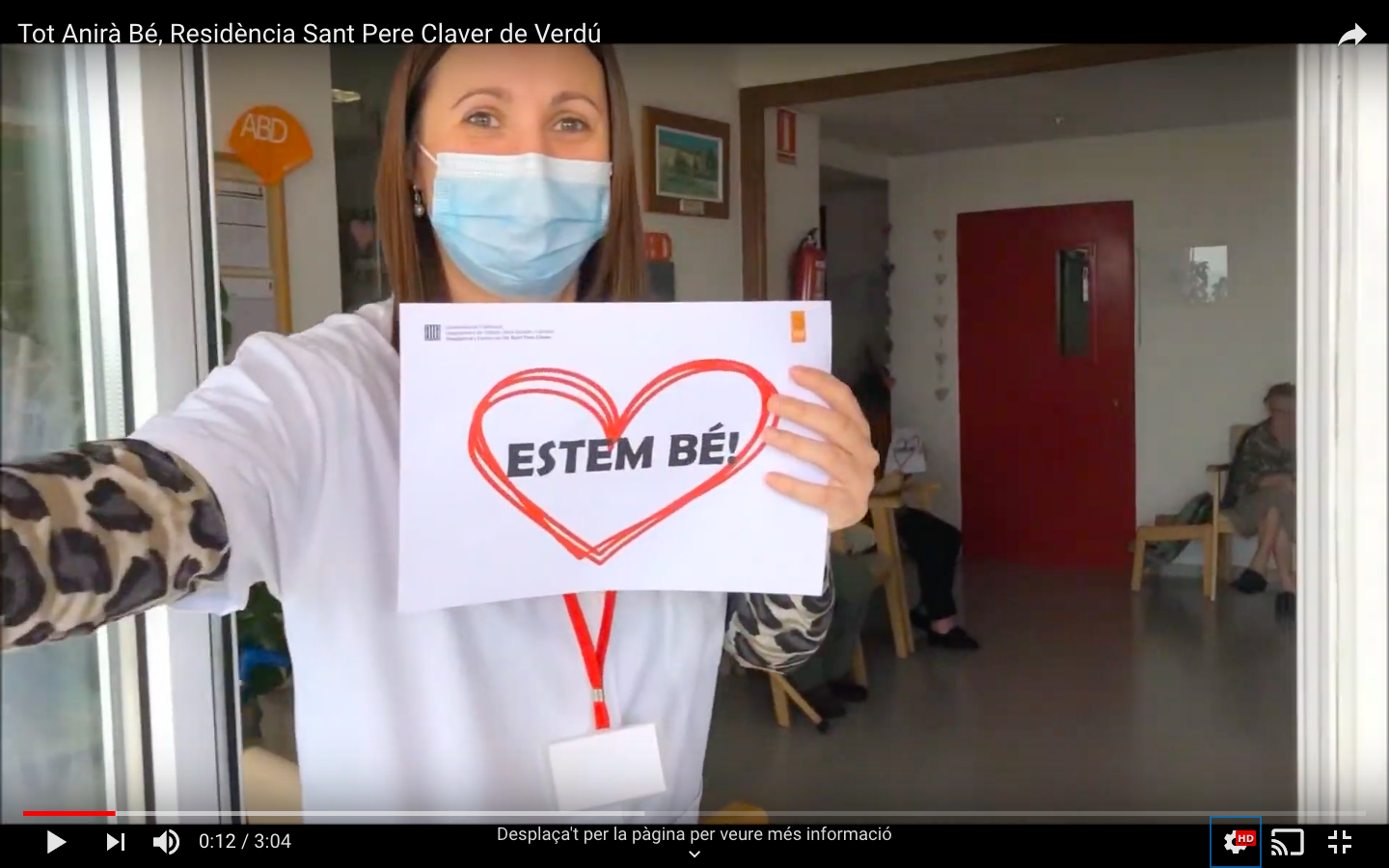 La Residència i Centre de Dia Sant Pere Claver de Verdú ens recorda amb aquest vídeo que #TotAniràBé